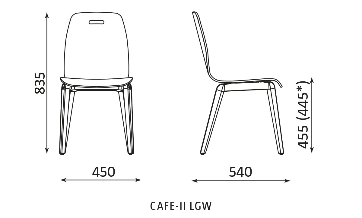 Wymiary krzesła Cafe II LGW